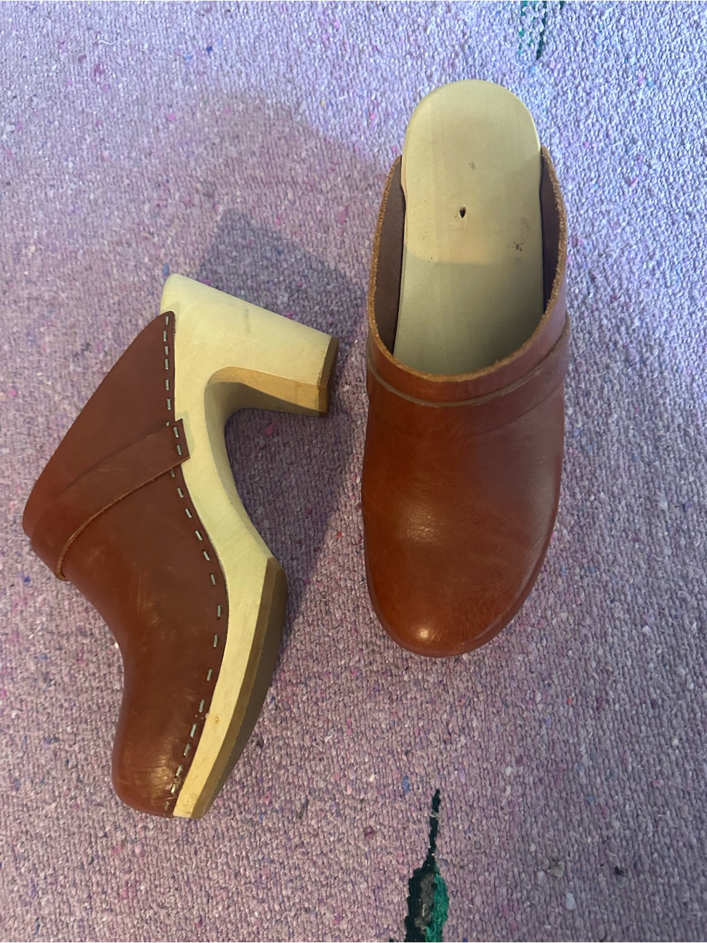 Swedish Hasbeens Slip-In Classic Brown Leather Clog Mules